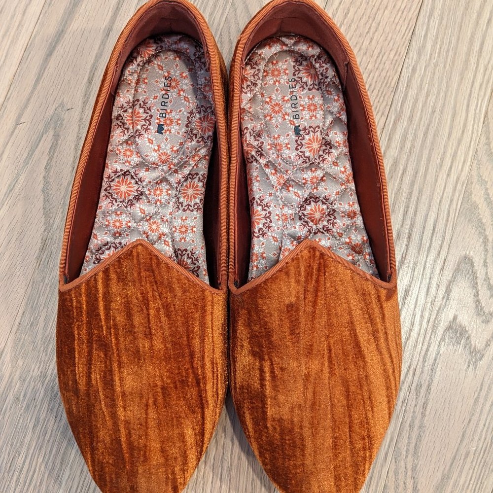 Birdies Heron Flat in Crushed Carnelian Velvet, Women's Size 9.5